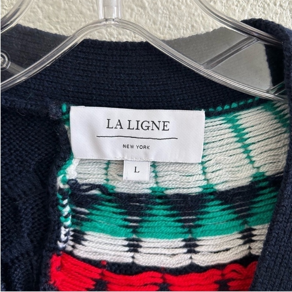 La Ligne Patchwork Fair Isle Cable Knit Wool Card… - image 7